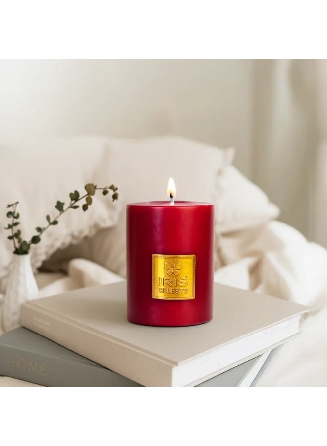 IRIS CELESTE Rose Gold Scented Pillar Candle 3 inch - 320grams, 11oz | 40 hours Burn-time | Warm Floral Fragrance | Perfect for Festivities & Gifting, Ceremonies, Meditation & Room Perfuming - Image 5